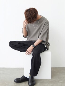 「CASPER JOHN（キャスパージョン）のアイテム（スリッポン）」を使った、あすさん（メンズ・176cm）の夏コーディネート