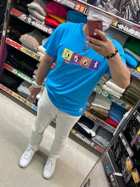 「CHUMS（チャムス）のアイテム（Tシャツ/カットソー）」を使った、しげさん（メンズ・170cm）の夏コーディネート