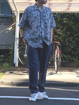 「adidas（アディダス）の<<CM着用モデル>> adidas アディダス STAN SMITH CF スタンスミスCF S75188  WTH/WTH/GOLDMT（スニーカー、ホワイト系）」を使った、ひさん（メンズ・175cm）の秋コーディネート