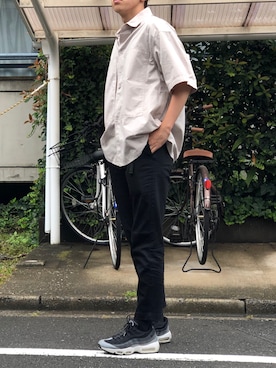 「NIKE（ナイキ）のナイキ エア マックス 95 エッセンシャル メンズシューズ / スニーカー / NIKE AIR MAX 95 ESSENTIAL (AM95)（スニーカー、グレー系）」を使った、ひさん（メンズ・175cm）の夏コーディネート