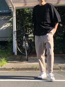 「adidas（アディダス）のスタンスミス [STAN SMITH] アディダスオリジナルス（スニーカー、ホワイト系）」を使った、ひさん（メンズ・175cm）の夏コーディネート