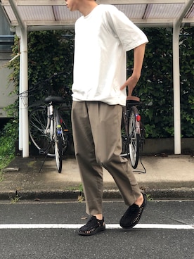 「KEEN（キーン）のKEEN: UNEEK（サンダル、ブラック系）」を使った、ひさん（メンズ・175cm）の夏コーディネート