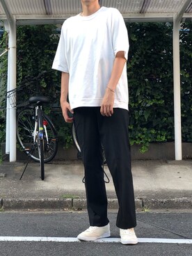「BEAMS（ビームス）のBEAMS / シューカット パンツ（その他パンツ、ブラック系）」を使った、ひさん（メンズ・175cm）の夏コーディネート
