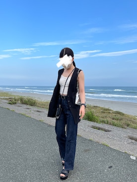 「クロップドトップス」｜「アイテム（その他アウター）」を使った、べいびーさん（レディース・158cm）の夏コーディネート