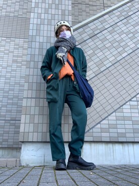 「古着好きな人と繋がりたい」｜「アイテム（セットアップ）」を使った、naさん（レディース・156cm）の冬コーディネート