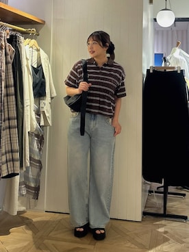 「LOWRYS FARM（ローリーズファーム）のレースデニム　601055（デニムパンツ、ブルー系）」を使った、marina  さん（レディース・162cm）の夏コーディネート