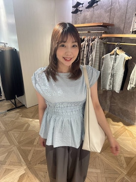 「LOWRYS FARM（ローリーズファーム）のヤワラカルイ２ＷＡＹショルダーＢＡＧ 115210（ショルダーバッグ、ホワイト系）」を使った、marina  さん（レディース・162cm）の夏コーディネート