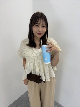 「LOWRYS FARM（ローリーズファーム）のカンドウフィットＫｎｉｔサンダル 637889（サンダル、ブラック系）」を使った、marina  さん（レディース・162cm）の夏コーディネート