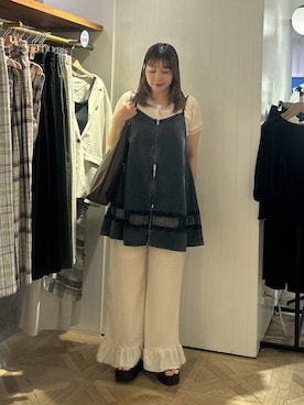 「LOWRYS FARM（ローリーズファーム）のヤワラカルイ２ＷＡＹショルダーＢＡＧ 115210（ショルダーバッグ、ブラウン系）」を使った、marina  さん（レディース・162cm）の夏コーディネート