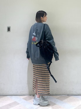 「アイテム（スカート、ブラウン系）」を使った、marina  さん（レディース・160cm）の夏コーディネート