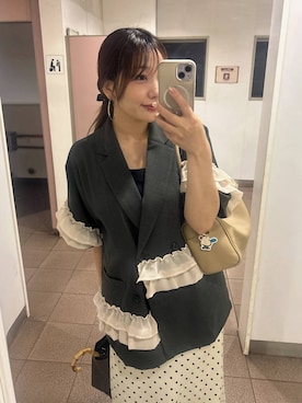 「LOWRYS FARM（ローリーズファーム）のストレッチサテンスカート　 290120（スカート、ホワイト系）」を使った、marina  さん（レディース・162cm）の夏コーディネート