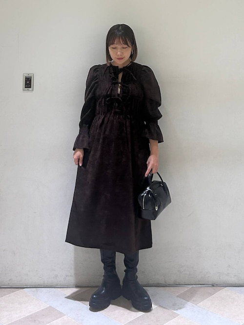 LOWRYS FARM ワンピース 2WAYリボンシャーリングワンピース 133569