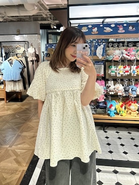 「LOWRYS FARM（ローリーズファーム）のペプラムチュニックＳＳ 660871（シャツ/ブラウス、その他）」を使った、marina  さん（レディース・162cm）の夏コーディネート