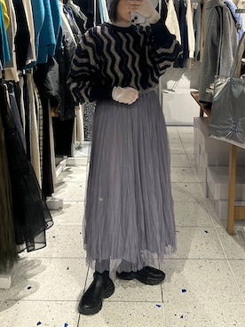 「アイテム（ニットキャップ/ビーニー、グレー系）」を使った、marina  さん（レディース・160cm）の冬コーディネート