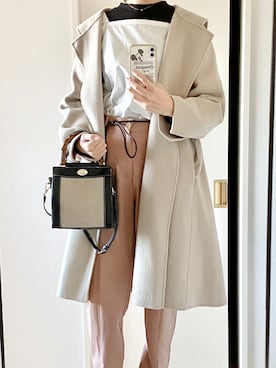 「しまむら（シマムラ）のアイテム（ショルダーバッグ、ブラック系）」を使った、Ankoさん（レディース・161cm）の冬コーディネート