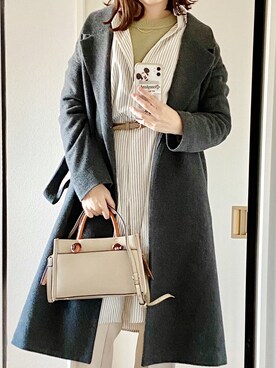 「しまむら（シマムラ）のアイテム（ショルダーバッグ、ベージュ系）」を使った、Ankoさん（レディース・161cm）の冬コーディネート