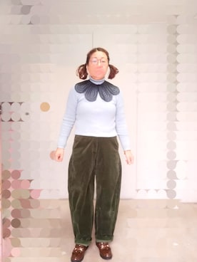 「no brand（ノーブランド）のアイテム（ニット/セーター、ブルー系）」を使った、えまさん（レディース・160cm）の春コーディネート