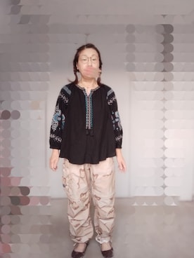 「アイテム（カーゴパンツ）」を使った、えまさん（レディース・160cm）の秋コーディネート
