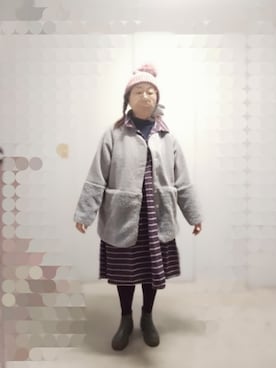 「アイテム（ノーカラーコート）」を使った、えまさん（レディース・160cm）の冬コーディネート