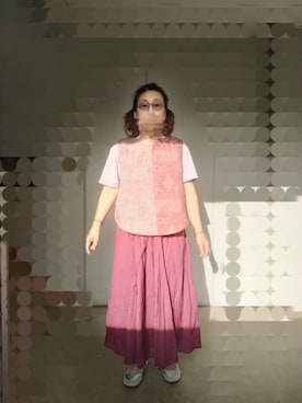 「no brand（ノーブランド）のアイテム（スカート、ピンク系）」を使った、えまさん（レディース・160cm）の春コーディネート