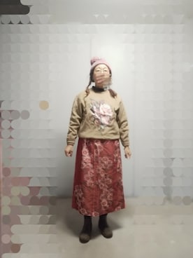 「no brand（ノーブランド）のアイテム（帽子）」を使った、えまさん（レディース・160cm）の冬コーディネート