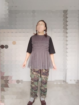 「アイテム（ローファー）」を使った、えまさん（レディース・160cm）の秋コーディネート