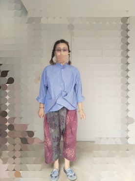「no brand（ノーブランド）のアイテム（シャツ/ブラウス、その他）」を使った、えまさん（レディース・160cm）の夏コーディネート