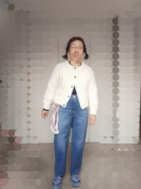 「GU（ジーユー）のアイテム（デニムパンツ、ブルー系）」を使った、えまさん（レディース・160cm）の春コーディネート