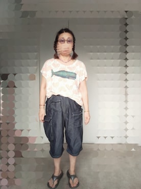 「GU（ジーユー）のアイテム（サンダル、シルバー系）」を使った、えまさん（レディース・160cm）の夏コーディネート
