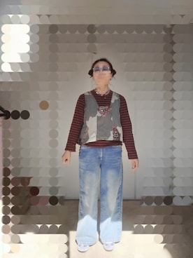 「Handmade（ハンドメイド）のアイテム（ベスト、その他）」を使った、えまさん（レディース・160cm）の春コーディネート