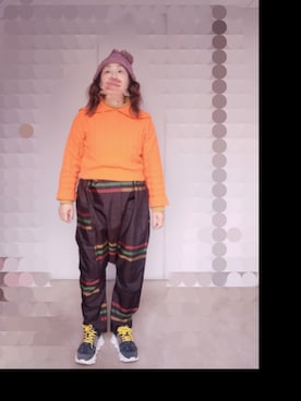 「Handmade（ハンドメイド）のアイテム（パンツ）」を使った、えまさん（レディース・160cm）の冬コーディネート