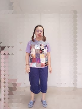 「GU（ジーユー）のアイテム（バレエシューズ、ブルー系）」を使った、えまさん（レディース・160cm）の秋コーディネート