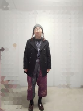 「アイテム（ピーコート）」を使った、えまさん（レディース・160cm）の冬コーディネート