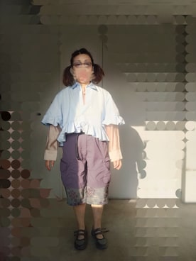 「GU（ジーユー）のアイテム（バレエシューズ、グレー系）」を使った、えまさん（レディース・160cm）の夏コーディネート