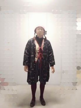 「アイテム（ノーカラーコート）」を使った、えまさん（レディース・160cm）の冬コーディネート