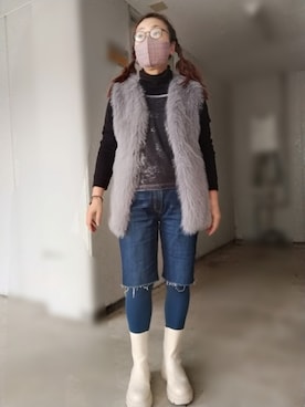 「no brand（ノーブランド）のアイテム（ベスト）」を使った、えまさん（レディース・160cm）の冬コーディネート