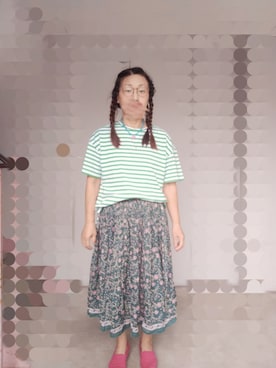 「no brand（ノーブランド）のアイテム（スカート）」を使った、えまさん（レディース・160cm）の夏コーディネート