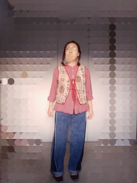 「アイテム（ベスト）」を使った、えまさん（レディース・160cm）の秋コーディネート