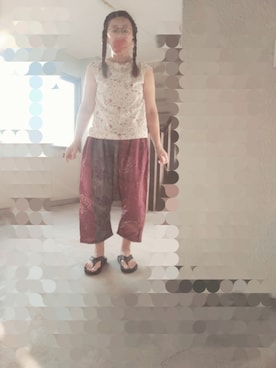 「Handmade（ハンドメイド）のアイテム（パンツ）」を使った、えまさん（レディース・160cm）の夏コーディネート