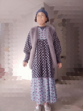 「no brand（ノーブランド）のアイテム（ベスト）」を使った、えまさん（レディース・160cm）の冬コーディネート