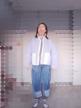 「アイテム（ノーカラージャケット）」を使った、えまさん（レディース・160cm）の秋コーディネート