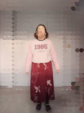 「GU（ジーユー）のアイテム（シューズ、ピンク系）」を使った、えまさん（レディース・160cm）の春コーディネート