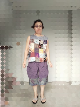 「しまむら（シマムラ）のアイテム（サンダル、その他）」を使った、えまさん（レディース・160cm）の夏コーディネート
