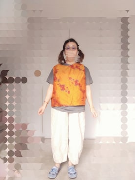 「GU（ジーユー）のアイテム（バレエシューズ、ブルー系）」を使った、えまさん（レディース・160cm）の夏コーディネート