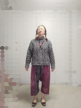「Handmade（ハンドメイド）のアイテム（パンツ）」を使った、えまさん（レディース・160cm）の秋コーディネート