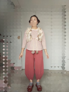 「no brand（ノーブランド）のアイテム（ベスト）」を使った、えまさん（レディース・160cm）の秋コーディネート