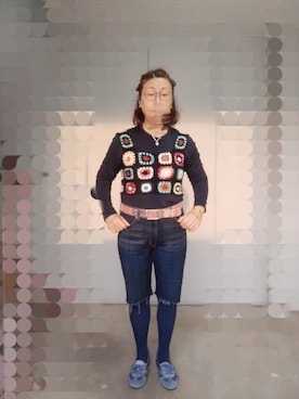 「GU（ジーユー）のアイテム（バレエシューズ、ブルー系）」を使った、えまさん（レディース・160cm）の春コーディネート