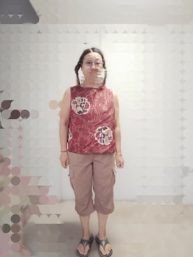 「アイテム（ベスト）」を使った、えまさん（レディース・160cm）の秋コーディネート
