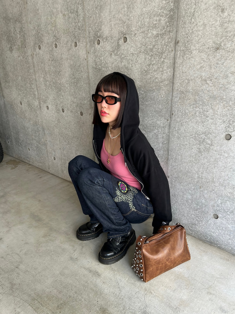 「ピンク、タンクトップ、フィグアンドヴァイパー(FIG&VIPER)、FIG&VIPER、figandviper」｜「FIG&VIPERのカップ付 Basic Liberty タンク（タンクトップ、ピンク系）」を使った、FIG&VIPER_NOZOHAさん（レディース・165cm）の春コーディネートの1枚目の写真