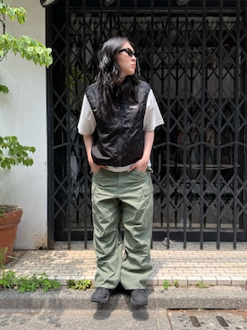 「アイテム（カーゴパンツ）」を使った、sayaさん（レディース・157cm）の夏コーディネート